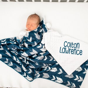Baby Boy Personalized Blanket Minky Blanket with Name Baby Shower Gift Receiving Blanket Monogrammed Baby Gift Custom Newborn Gift image 4