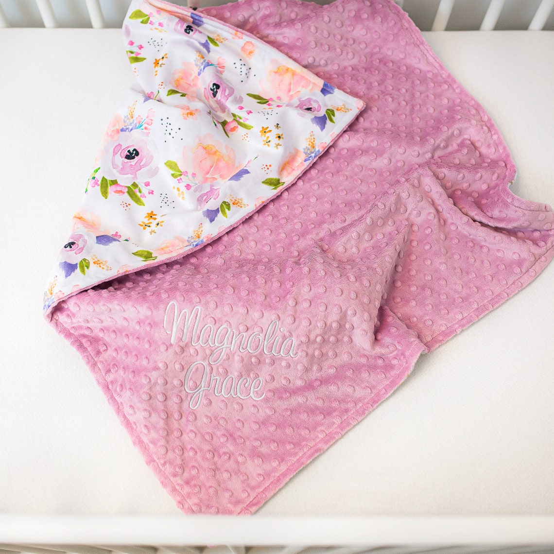 Personalized Baby Girl Blanket Gift for New Baby Floral Etsy