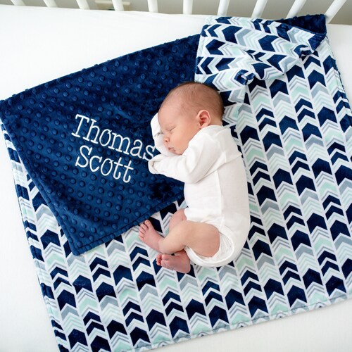 Baby Boy Personalized Blanket Minky Blanket With Name Baby Etsy