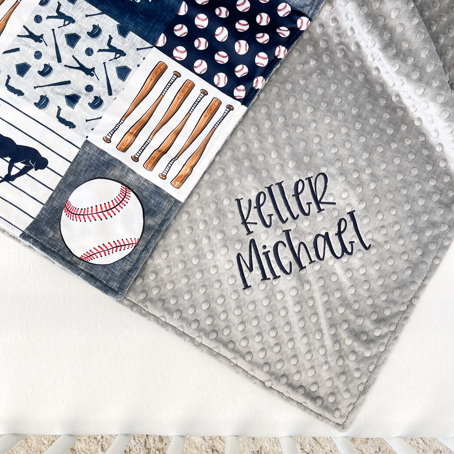 Baseball Baby Blanket Personalized Minky Blanket Sports Etsy