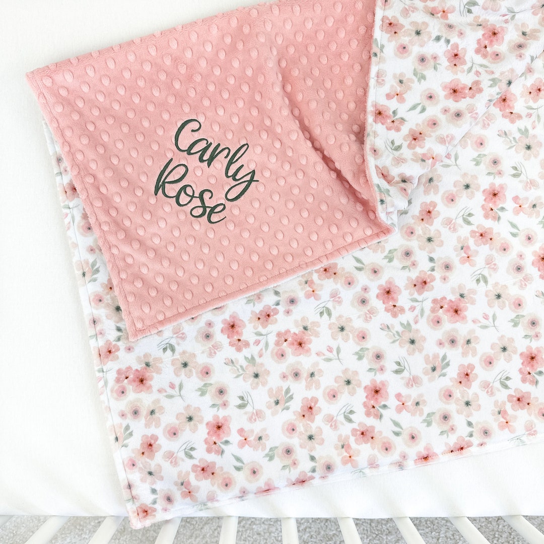 Personalized Baby Girl Blanket Custom Blanket for Baby Girl Minky