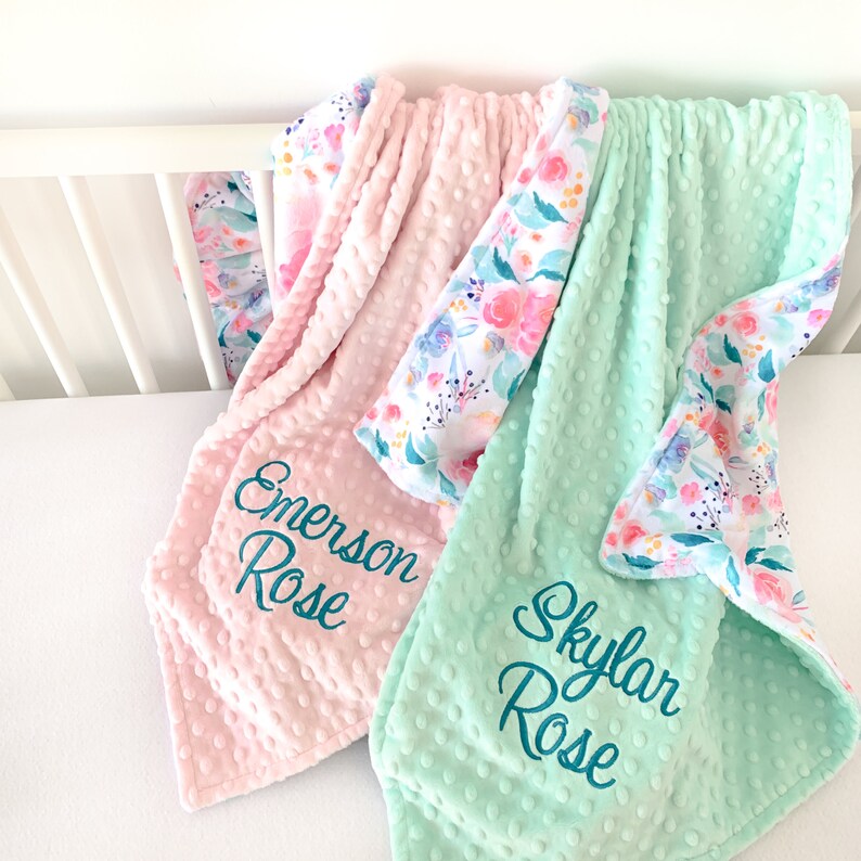 Custom Baby Blanket Personalized Floral Blanket Baby Etsy
