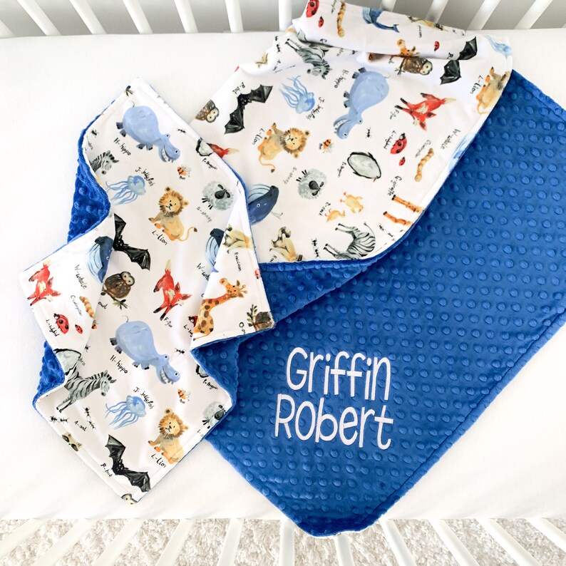 Personalized Baby Boy Blanket Minky Baby Blanket With Name Etsy