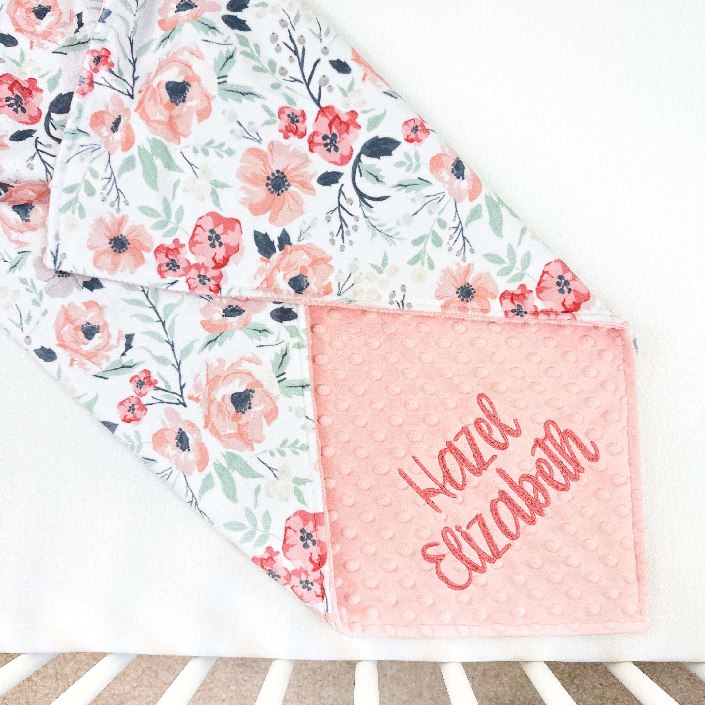 Personalized Baby Girl Blanket With Name - Custom Floral Print, 30"x40" Super Soft Polyester - View #6