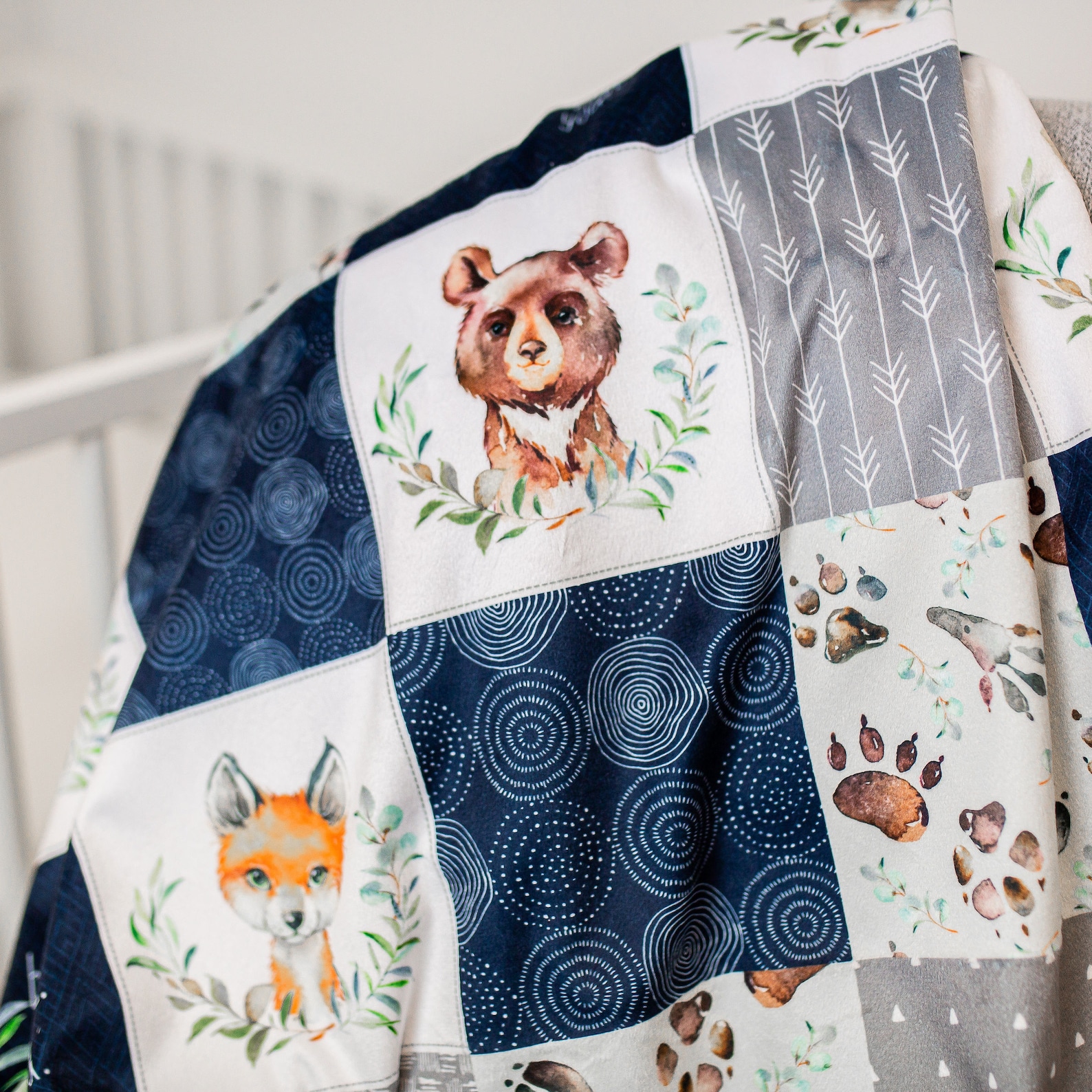 Woodland Animal Baby Blanket Personalized Gift for New Baby Etsy