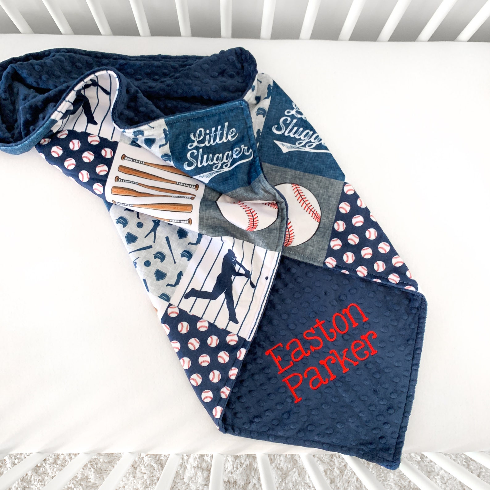 Baseball Baby Blanket Personalized Minky Blanket Sports Etsy