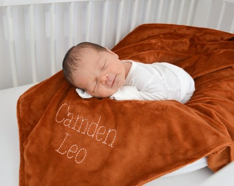 Personalized Baby Blanket - Baby Blanket with Name - Baby Shower Gift - Solid Minky Blanket with Embroidered Monogram