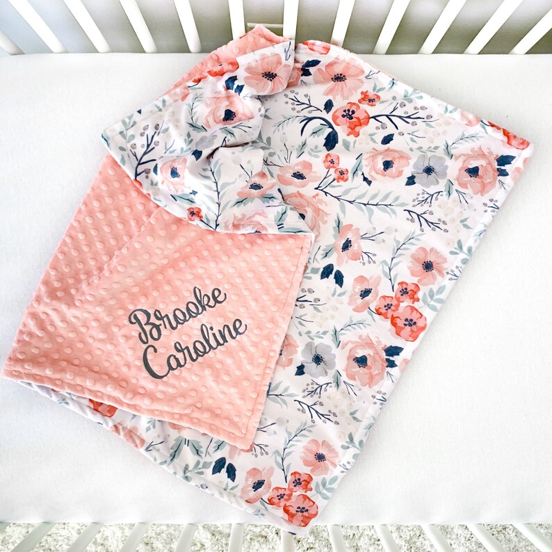 Pink Personalized Baby Blanket Baby Girl Minky Blanket Etsy
