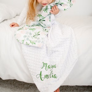 Floral Baby Blanket with Monogram Baby Girl Minky Blanket Baby Shower Gift Personalized Blanket for New Baby image 4