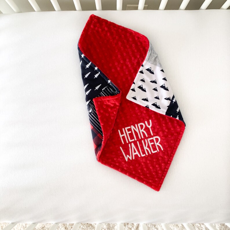 Buffalo Plaid Baby Blanket With Name Personalized Baby Etsy