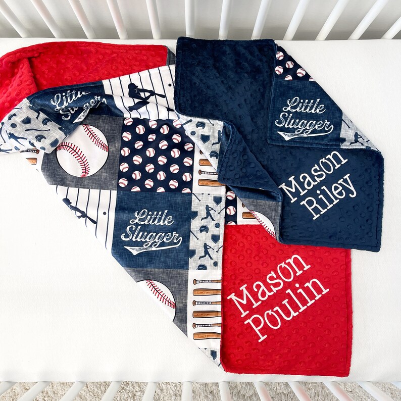 Baseball Baby Blanket Personalized Minky Blanket Sports Etsy