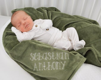 Personalized Minky Baby Blanket: Embroidered Monogram, Custom Shower Gift