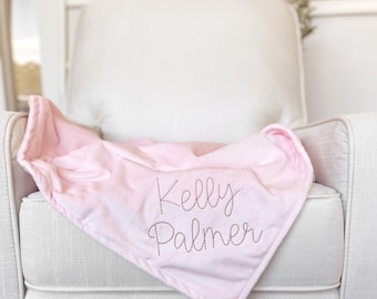 Personalized Minky Baby Blanket: Embroidered Monogram, Custom Shower Gift
