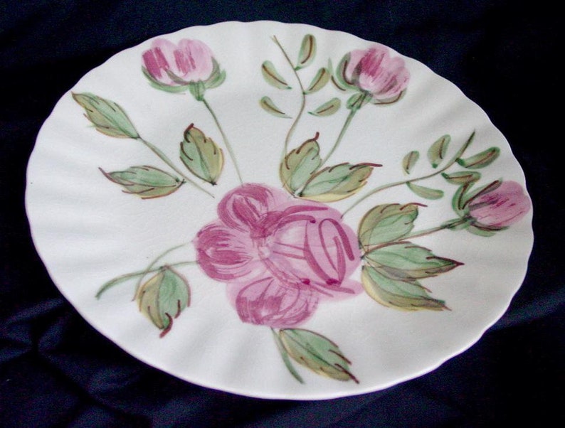 9 14 Blue Ridge PAPER ROSES Lunch Dish Pink Rose Flower Hand Painted COLONIAL Like Kibler/'s Rose With No Thorns B08 1900
