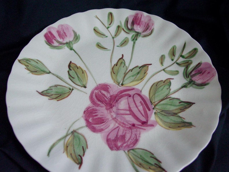 9 14 Blue Ridge PAPER ROSES Lunch Dish Pink Rose Flower Hand Painted COLONIAL Like Kibler/'s Rose With No Thorns B08 1900