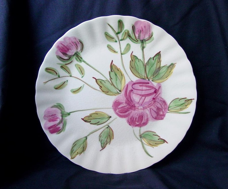 9 14 Blue Ridge PAPER ROSES Lunch Dish Pink Rose Flower Hand Painted COLONIAL Like Kibler/'s Rose With No Thorns B08 1900