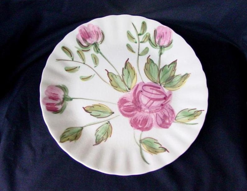 9 14 Blue Ridge PAPER ROSES Lunch Dish Pink Rose Flower Hand Painted COLONIAL Like Kibler/'s Rose With No Thorns B08 1900