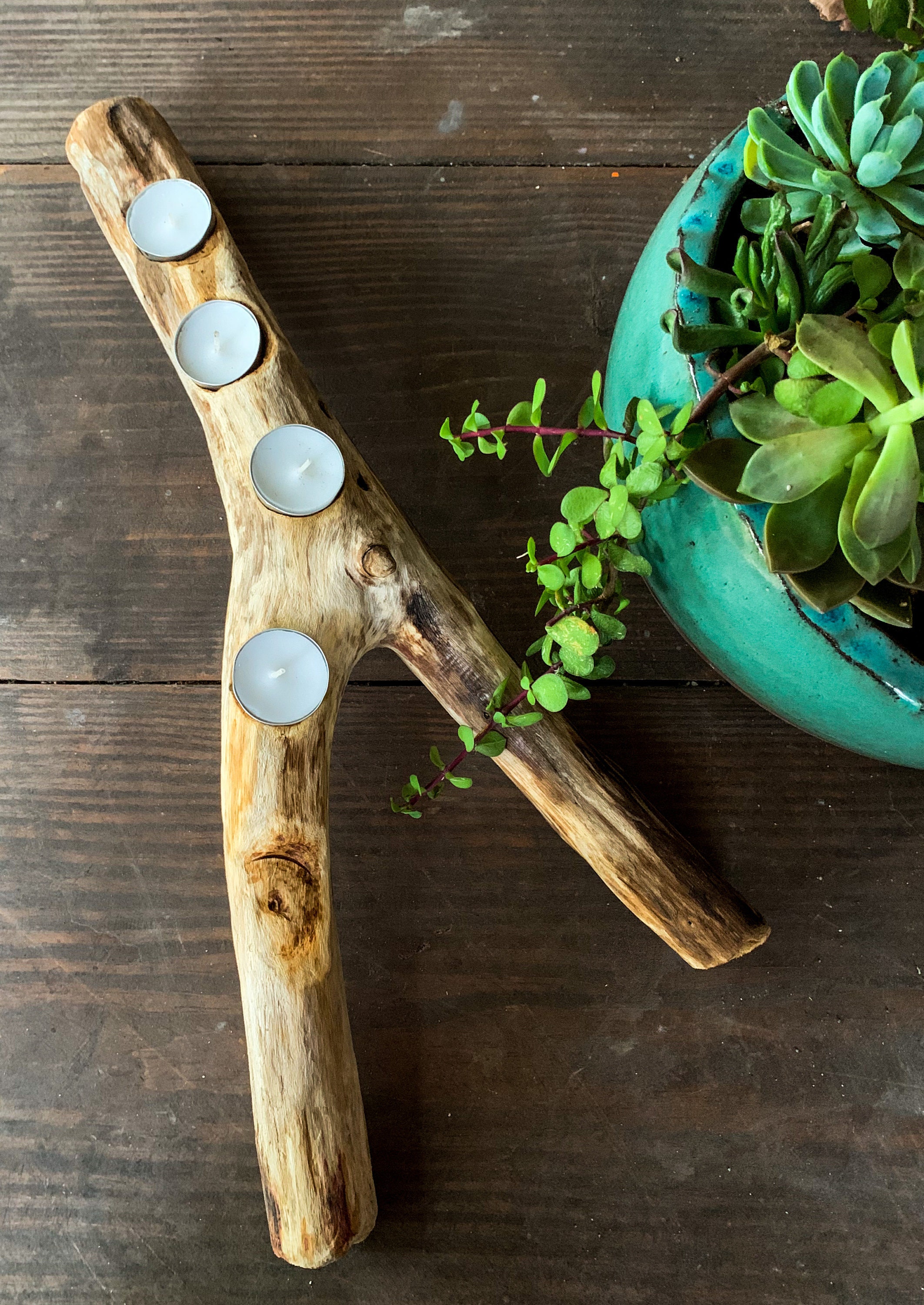 Driftwood Tea Light Holder Etsy