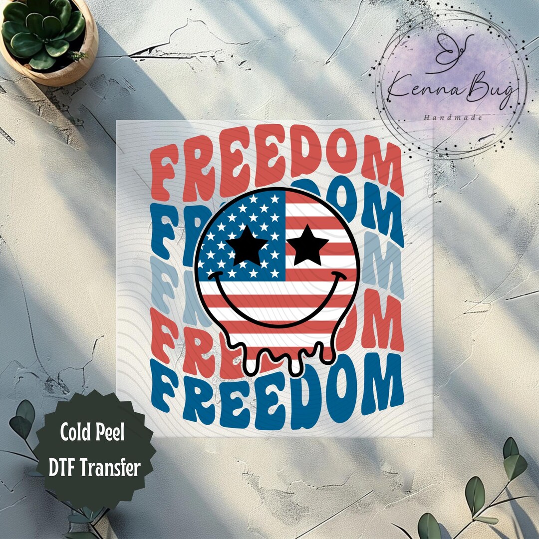 Freedom, America, Smiley Face, Retro, 4th of July, DTF Transfer, Ready ...