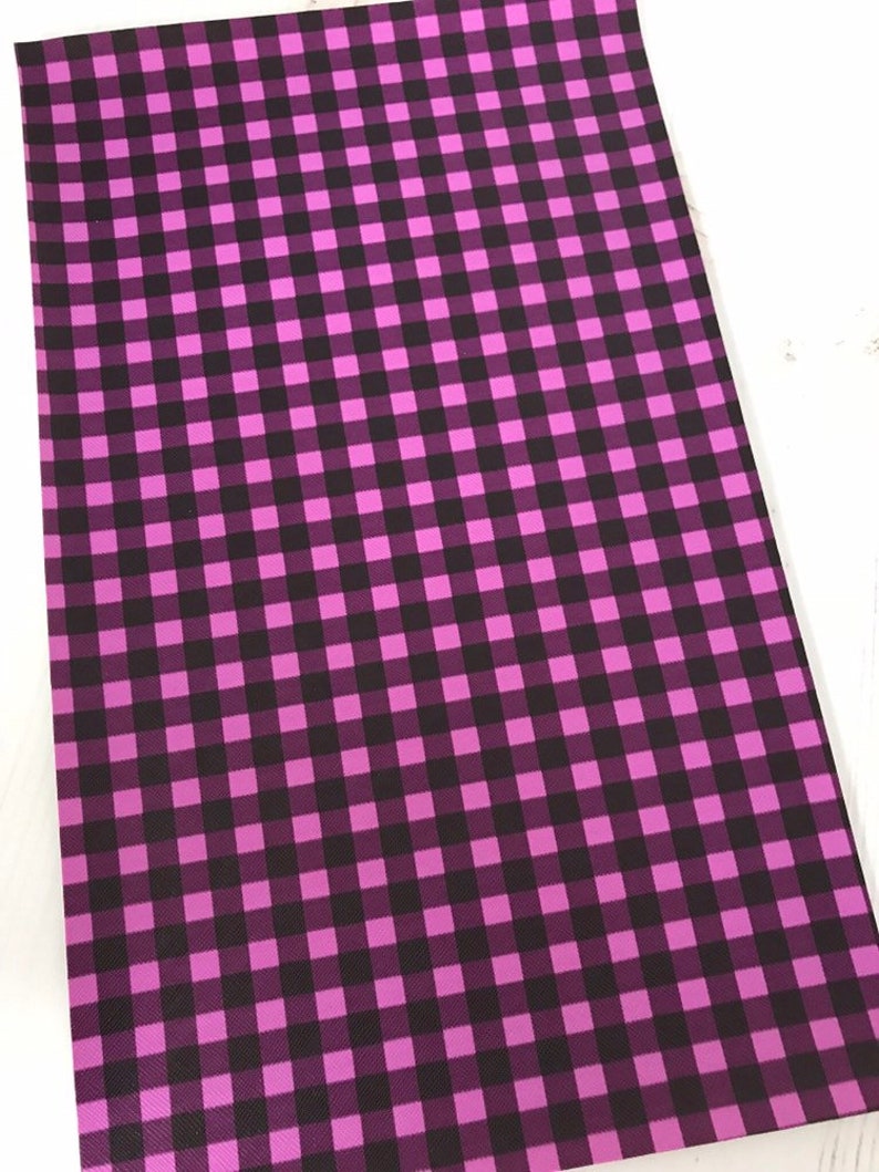 Fabric Sheet Bag Making Faux Leather Pink Buffalo Plaid Bow Supplies Printed Leather Sheet Printed Vinyl Synthetic Leather