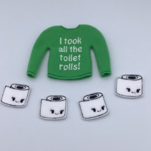 Ho preso tutti i rotoli di carta igienica, set di elfi, maglione elfo, elfo di Natale, costume elfo, vestiti elfo, camicia elfo, elfi, vestiti da bambola