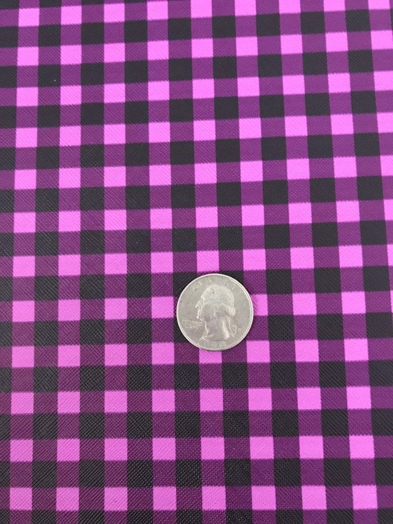 Fabric Sheet Bag Making Faux Leather Pink Buffalo Plaid Bow Supplies Printed Leather Sheet Printed Vinyl Synthetic Leather