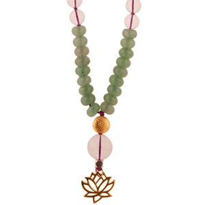 Gemstone Mala Necklace// COSMIC LOVE Mala Necklace /// Rose Quartz, Green Aventurine
