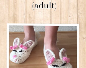 Crochet pattern bunny slippers (adult)English