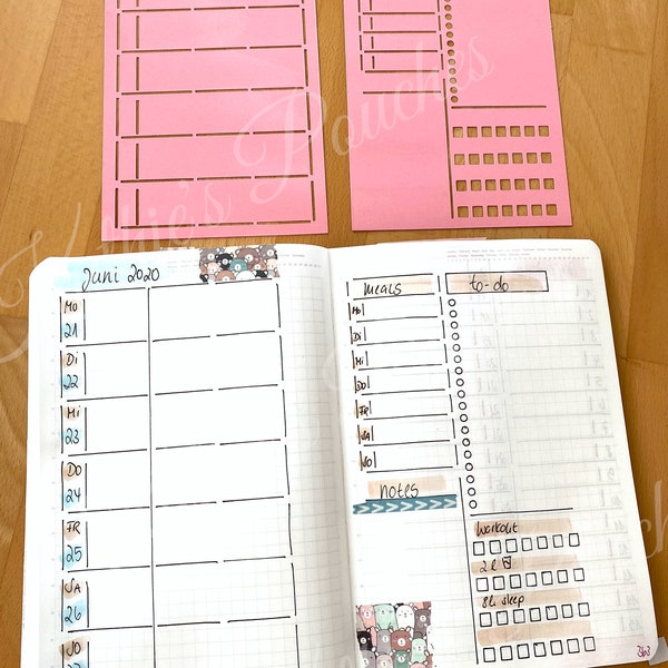 03B6SL: 2 Stencils for B6 SLIM notebook, bullet journaling, weekly layout, To-do-list, Tracker