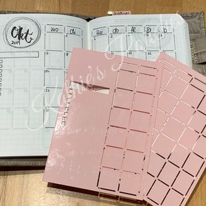 02A6: 2 Stencils for A6 notebook, bullet journaling, monthly layout - new color