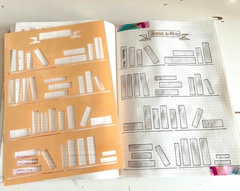 25A5 Stencil for A5 notebook: Books to read, bookshelf