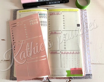 01W Stencil for Hobonichi weeks: To-Do-List, weekly tracker, water-Tracker, Shopping-List - new color