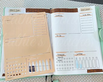 19A5 Stencil for A5notebook, tracker, to-do, list-layout, water tracker