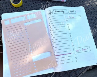 13A5 Stencil for A5 notebook, bullet journaling, day on one page with to-do-list