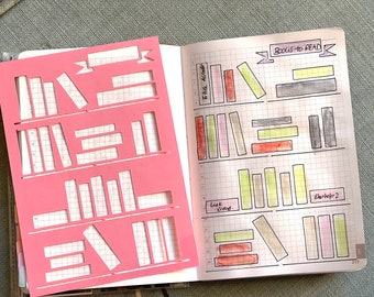 39B6 Stencil for B6 notebook: Books to read, bookshelf