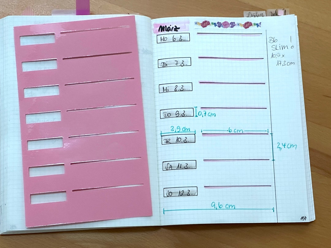 09B6SL: Stencil for B6 SLIM Notebook, Week on One Page, Horizontal ...