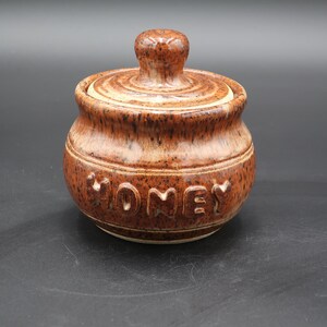 Stoneware Honey Pot, Hand Thrown Earthenware Clay Jar With Lid, Spice Or Sugar Canister, Wheel Thrown Honey Pot, Ceramic Honey Pot