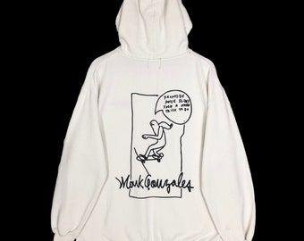 Vintage Mark Gonzales Hoodie Sweatshirt Pullover Sweater Big Logo Skateboard Skatewear Streetwear Size L