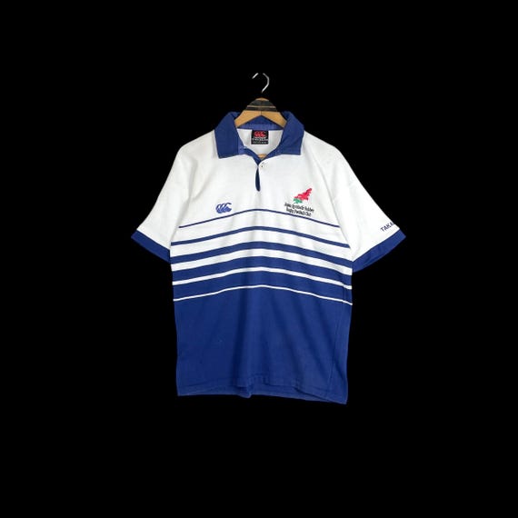 Vintage 90s Canterbury Japan Rugby Polo Shirt - Striped Logo