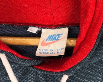 Vintage 80s RARE Nike Swoosh Hoodie Orange Tag Pullover Tricolor 