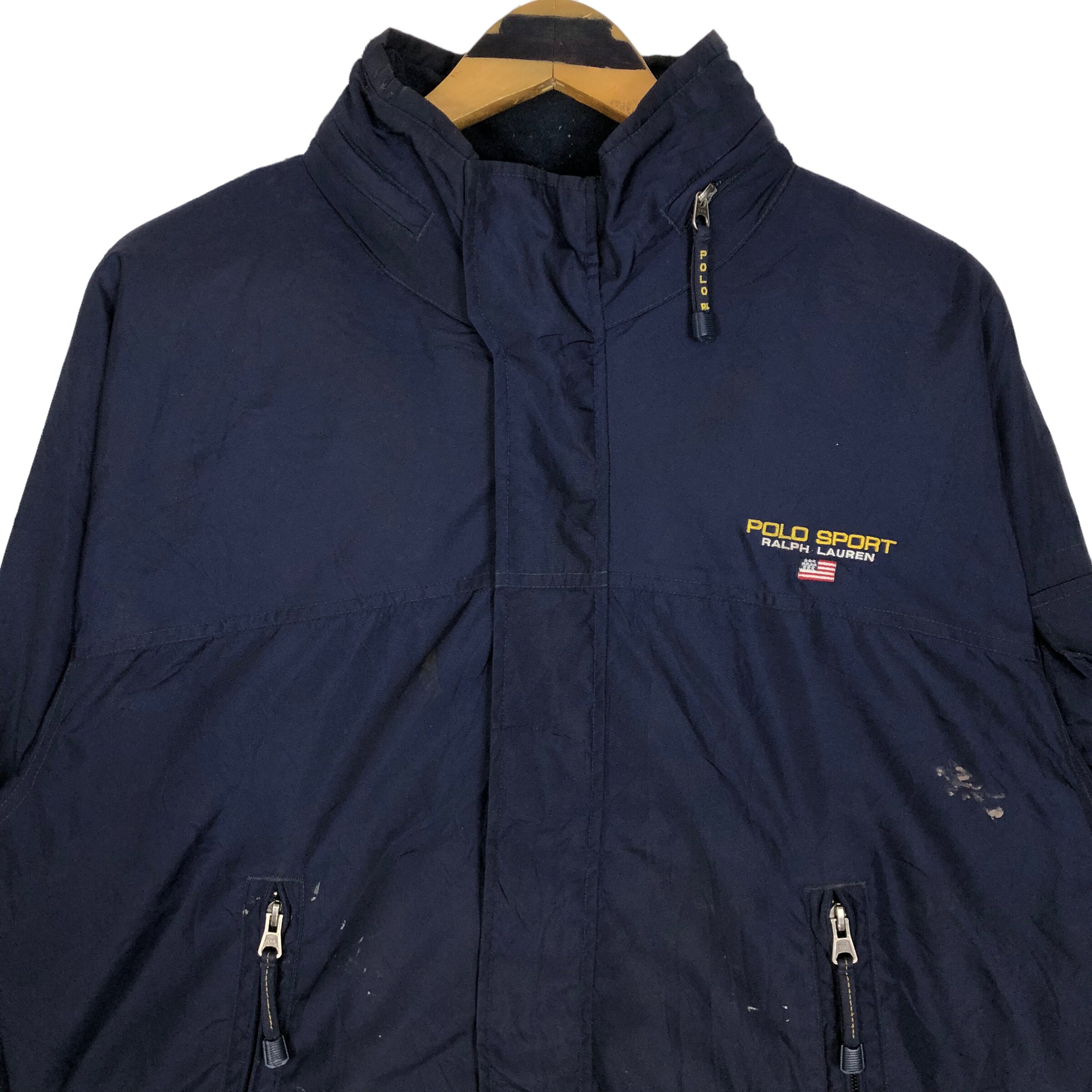 Vintage Polo Sport Ralph Lauren Windbreaker Jacket: Navy Blue