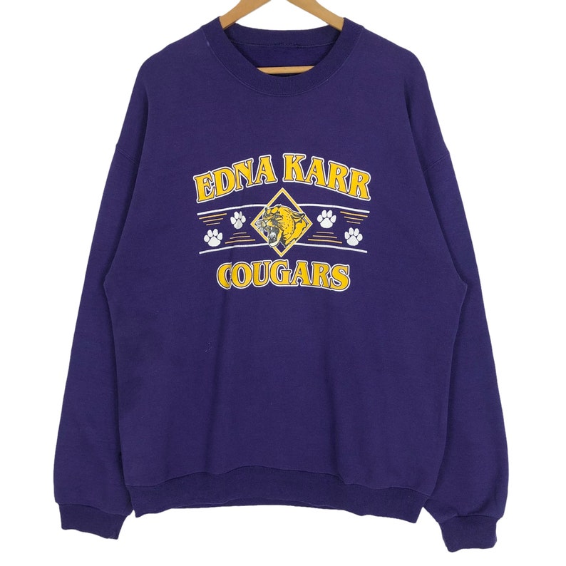 Vintage 90s Edna Karr High School Cougars Crewneck Sweatshirt - Etsy ...