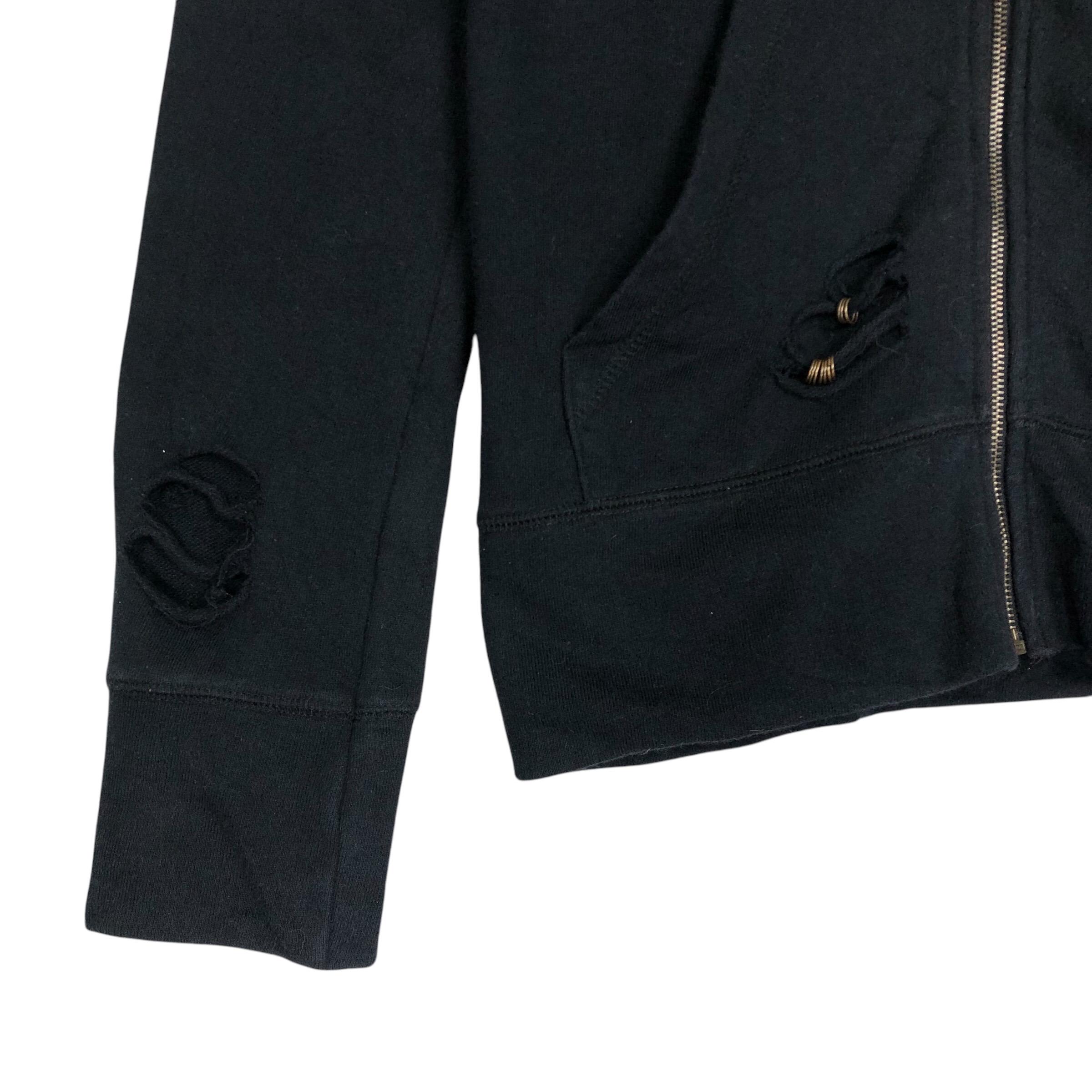 Vintage GOA Distressed Black Zip-up Hoodie - Punk Goth Streetwear