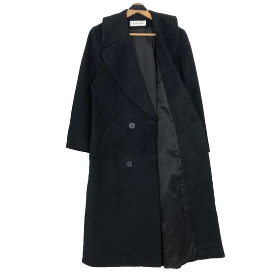 Vintage 90s Christian Dior Wool Trench Coat Lambs… - image 6