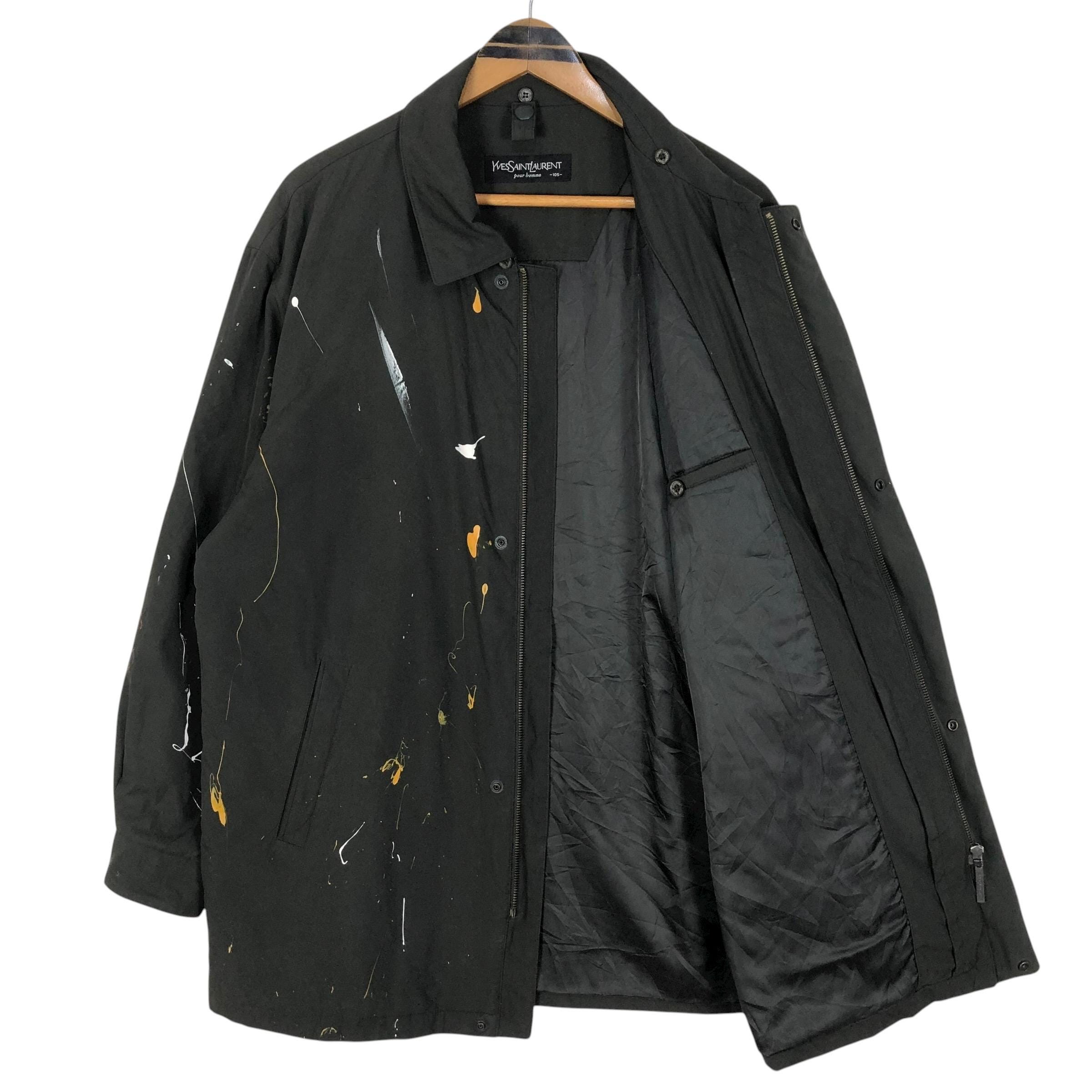 Vintage 00s Yves Saint Laurent Pour Homme Paint Splatter Parka Big