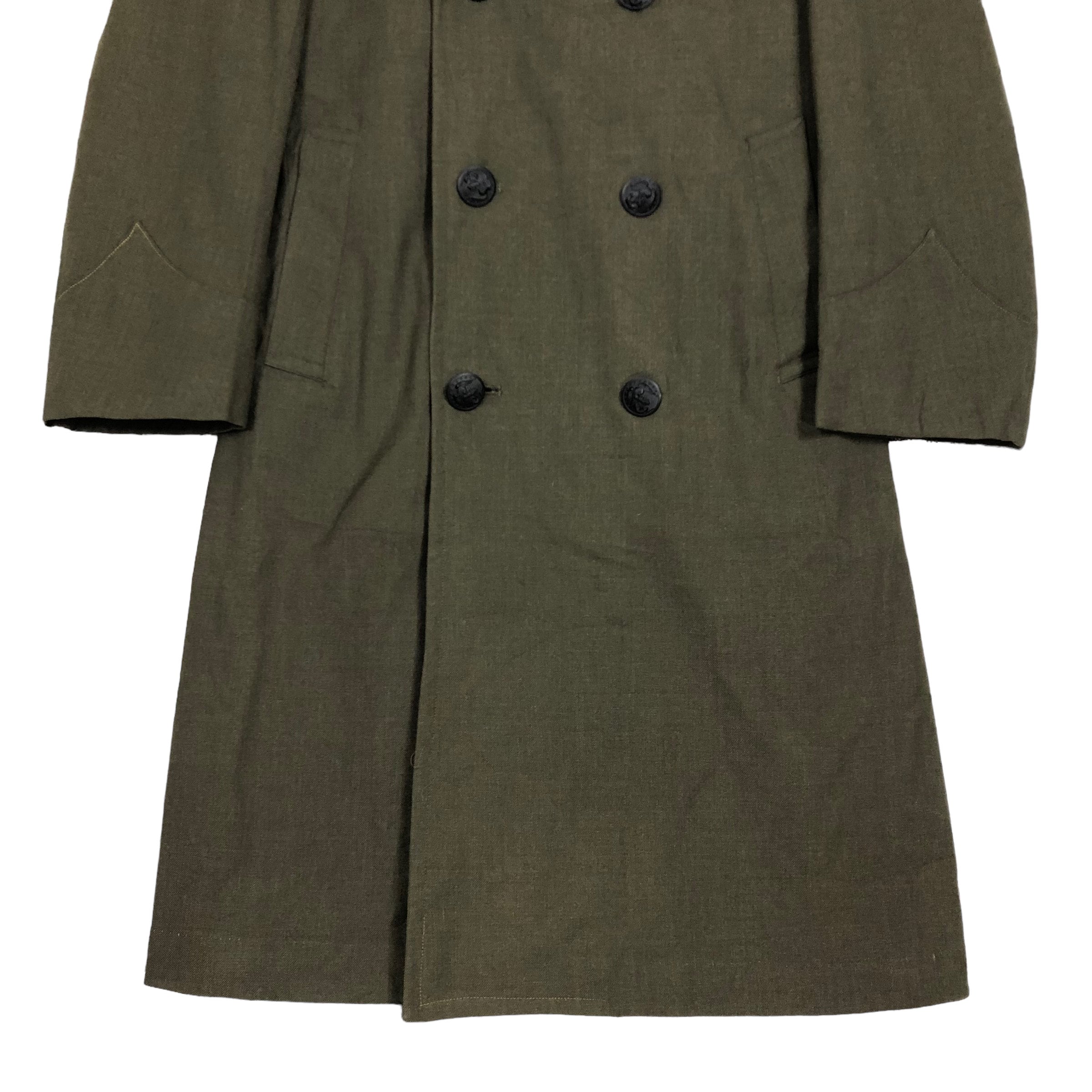 Vintage USMC Wool Trench Coat: 70s Military Jacket, Size 34S