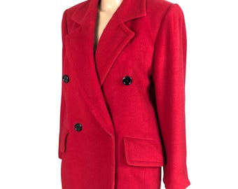 Vintage 90s Yves Saint Laurent Red Wool Trench Coat - Size M - Etsy