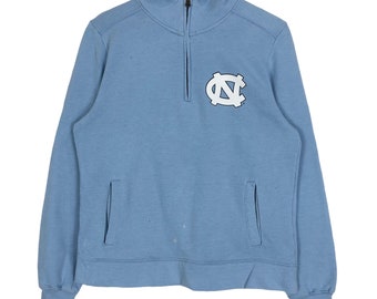 Vintage UNC Tar Heels-sweater: hemelsblauwe trui met opstaande kraag, maat S