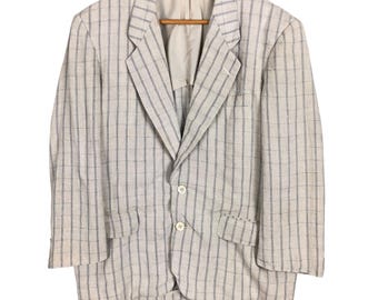 Blazer de lino a cuadros vintage Comme des Garçons Homme Primavera/Verano 1991. Chaqueta ligera. Marca japonesa. Diseño de moda urbana. Talla S-M.