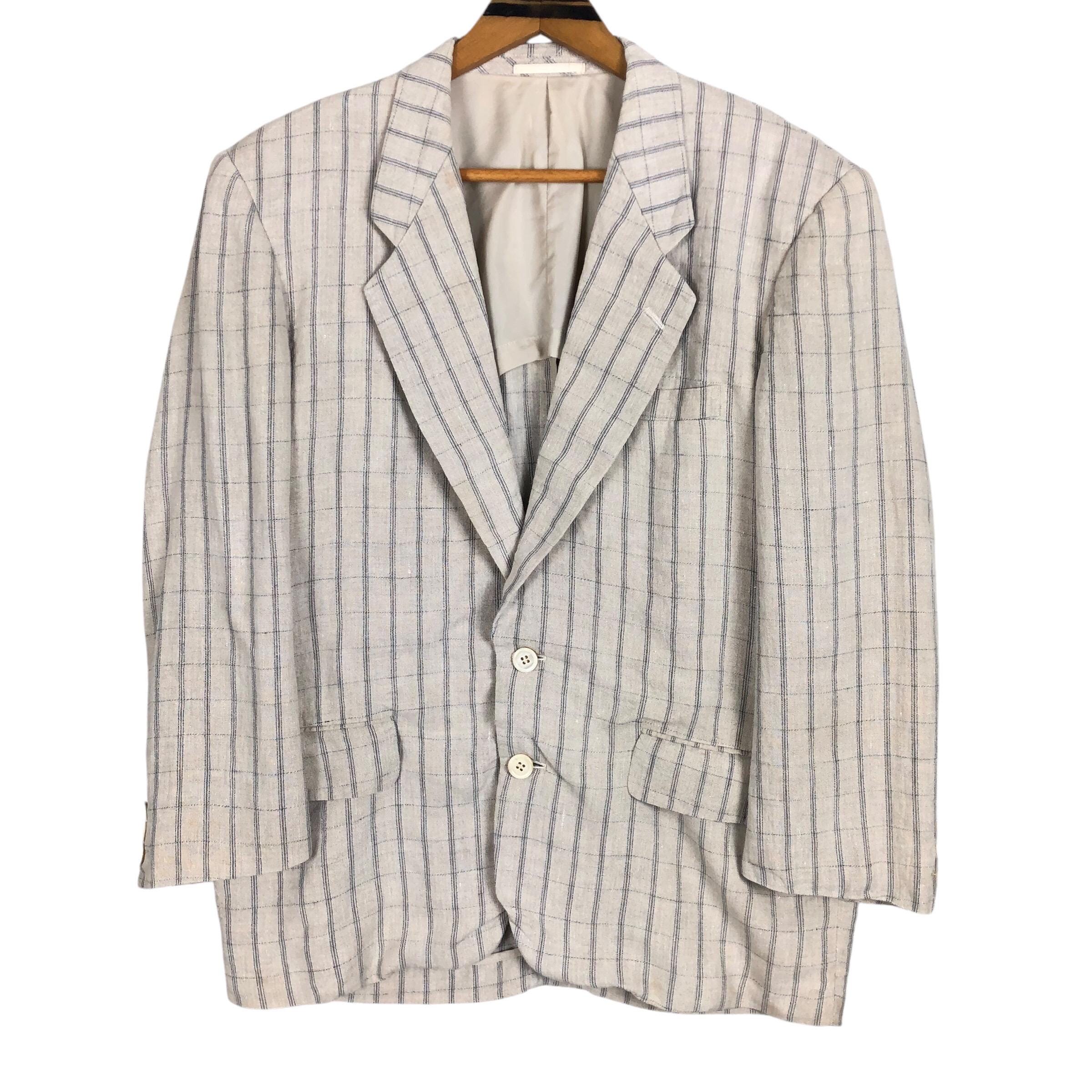 Vintage Comme Des Garcons Homme S/S 1991 Linen Plaid Blazer Light